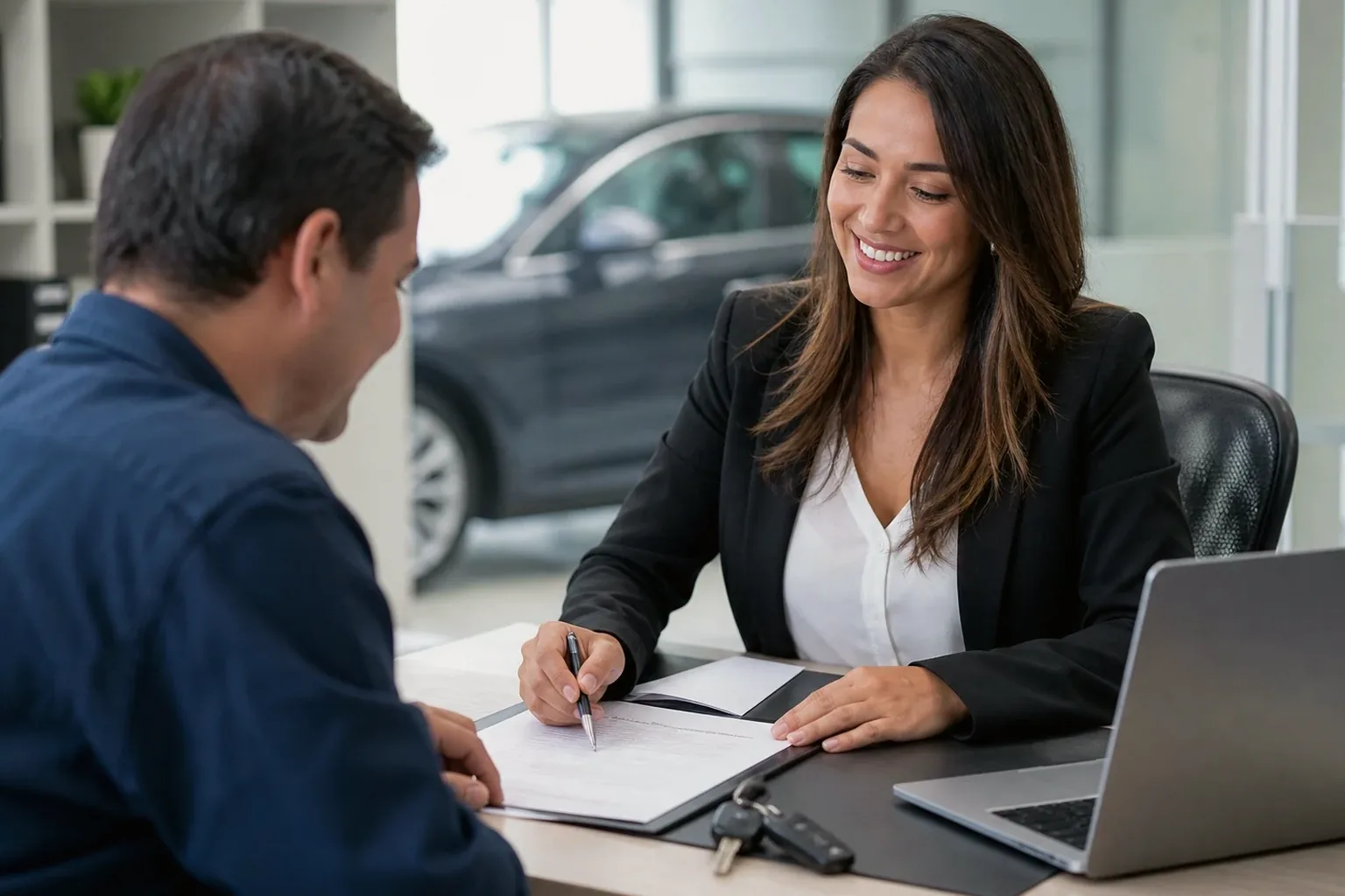 Profissional realizando licenciamento de veículo.