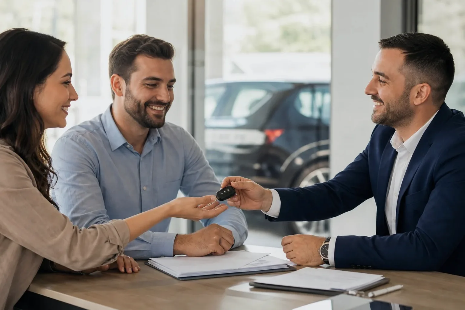 Transferência de veículo sendo realizada com suporte profissional.